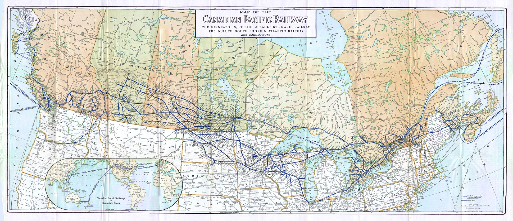 Canadian Pacific Railway System Route Map 1913